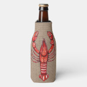 Louisiana Cajun Crawfish Faux Burlap Flesjeskoeler (Fles Voorkant)
