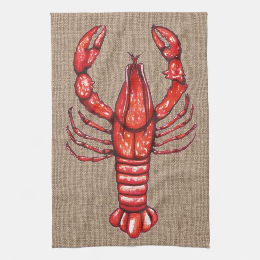 Louisiana Cajun Crawfish Faux Burlap Theedoek (Verticaal)