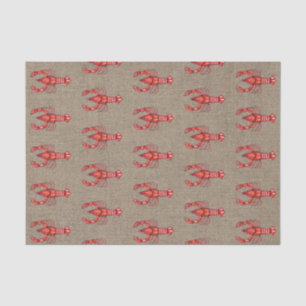Louisiana Cajun Waterverf Crawfish Faux Burlap Tissuepapier