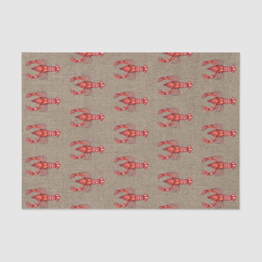 Louisiana Cajun Waterverf Crawfish Faux Burlap Tissuepapier (Voorkant)