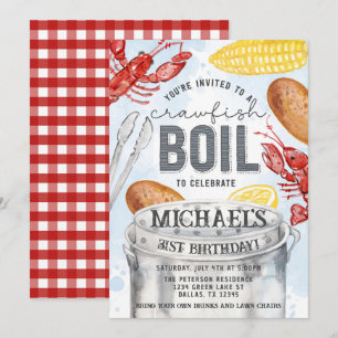 Louisiana Crawfish Seafood Boil Birthday Party Kaart