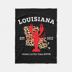 Louisiana Est. 1812 Crawfish Leopard New Orleans Fleece Deken