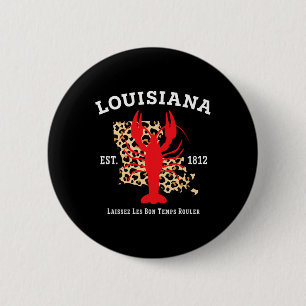 Louisiana Est. 1812 Crawfish Leopard New Orleans Ronde Button 5,7 Cm
