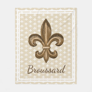 Louisiana French Gold Fleur de Lis Familienaam Fleece Deken