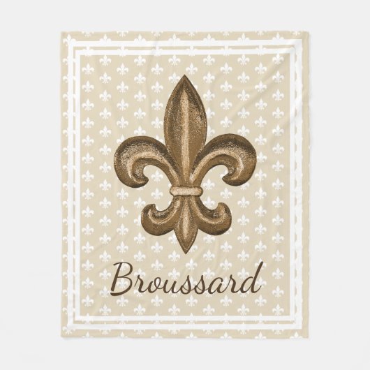 Louisiana French Gold Fleur de Lis Familienaam Fleece Deken (Voorkant)