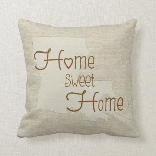 Louisiana-Home Sweet Home Burlap-look aangepaste n Kussen
