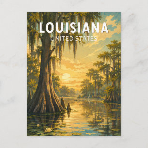 Louisiana Illustratie Reis Kunst Vintage Briefkaart