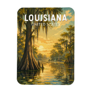 Louisiana Illustratie Reis Kunst Vintage Magneet