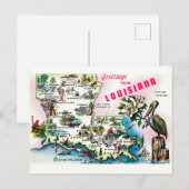 Louisiana Kaart  Briefkaart (Voorkant / Achterkant)