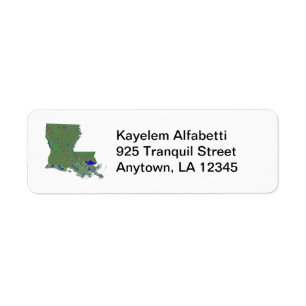 Louisiana Kaart het Etiket van het Adres van de Ka