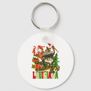 Louisiana Kerst Bayou Alligator Kerstman Hoed Vaka Sleutelhanger