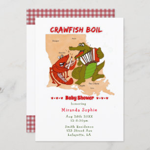 Louisiana Map Crawfish Boil Baby shower Invitation Kaart