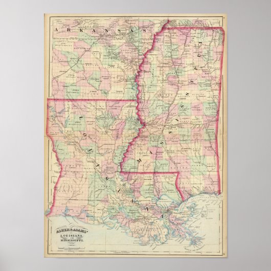 Louisiana, Mississippi Poster (Voorkant)