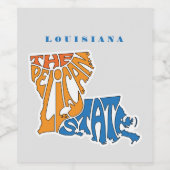 Louisiana Nickname Word Art Wijn Etiket (Enkel label)