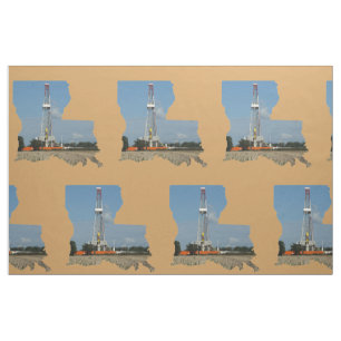 Louisiana Oil Gas Rig Print Fabric 9-inch vierkant Stof