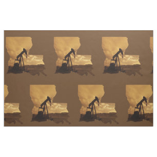 Louisiana Oil Pump Jack Print Fabric 9" Square Stof