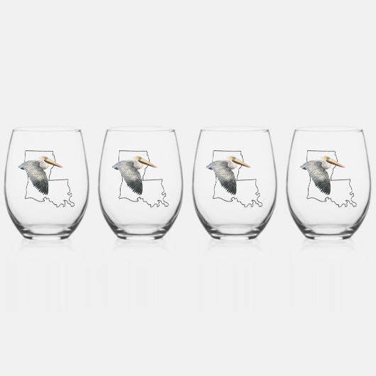 Louisiana Pelican Verre à vin sans pierre - 4 set (Recto)