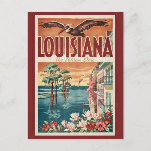 Louisiana Pelikaan Staat Illustratie Reis Kunst Briefkaart