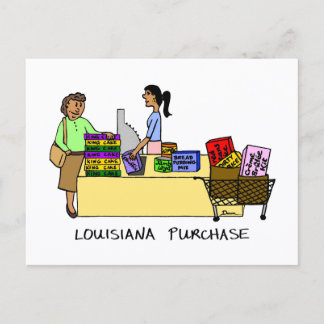Louisiana Purchase Fun Mardi Gras Cartoon Humor Briefkaart