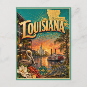 Louisiana Retro Reis Souvenir Prentbriefkaart Briefkaart