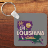 Louisiana Retro State Silhouette Sleutelhanger (Voorkant)