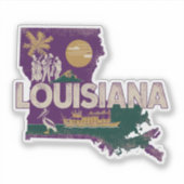 Louisiana Retro State Silhouette Vinyl Decal Sticker (Voorkant)