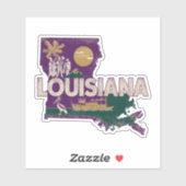 Louisiana Retro State Silhouette Vinyl Decal Sticker (Vel)