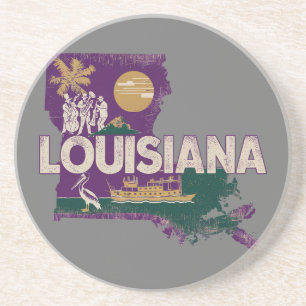 Louisiana Retro State Silhouette Zandsteen Onderzetter