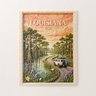 Louisiana Roadtrip Vintage Bayou Moeras 3D Textuur Legpuzzel