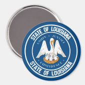Louisiana Round Emblem Magneet (Voorkant / Achterkant)