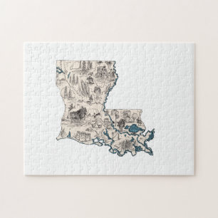 Louisiana Shaped Creole Afbeelding Map Cajun Legpuzzel