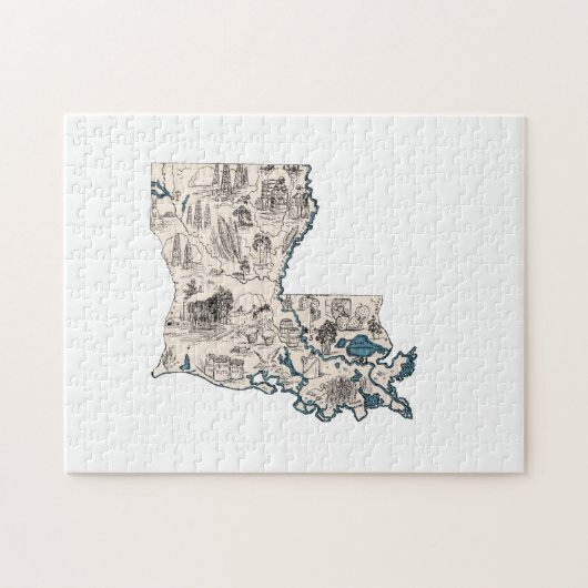 Louisiana Shaped Creole  Afbeelding Map Cajun Legpuzzel (Horizontaal)