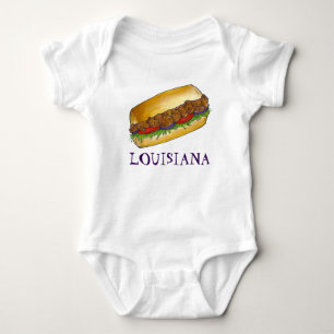 Louisiana Shrimp Po'Boy New Orleans Sandwich Food Romper