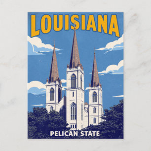 Louisiana St. Louis-kathedraal in vintage retro st Briefkaart