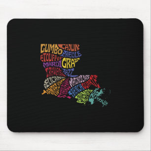 Louisiana Staat Kaart T-shirt Mardi Gras Creool Ca Muismat