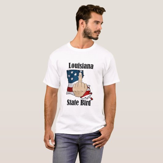 Louisiana staat vogel T-shirt middelvinger vlag (Voorkant volledig)
