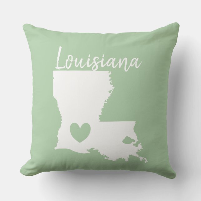 Louisiana staatskaart liefde thuis kussen (Voorkant)