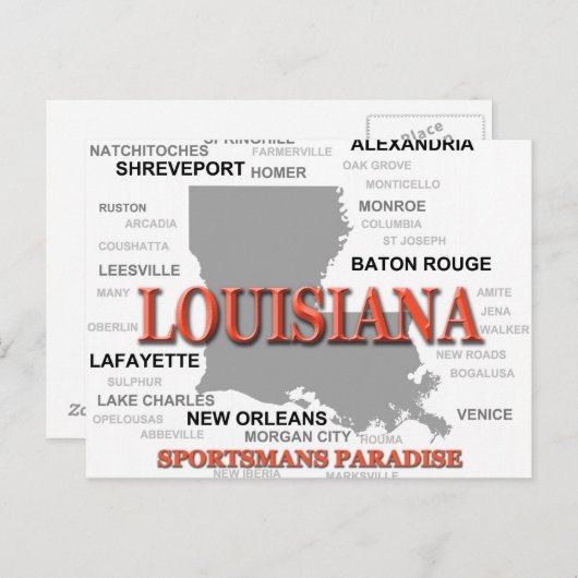 Louisiana State Pride Map Silhouette Briefkaart (Voorkant / Achterkant)