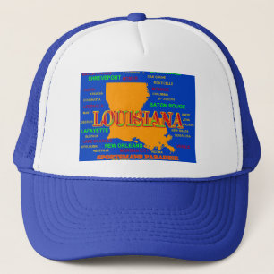 Louisiana State Pride Map Silhouette Trucker Pet