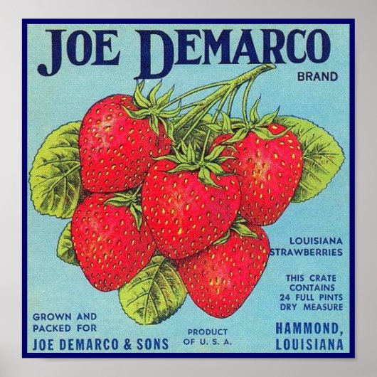 Louisiana Stawberry Crate Étiquette - Poster (Devant)