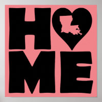 Louisiana Thuis Hart Staat Poster Bord