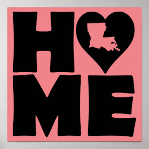 Louisiana Thuis Hart Staat Poster Bord
