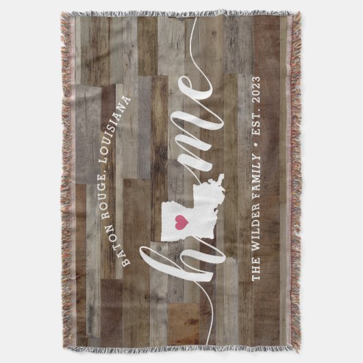 Louisiana Thuisstaat Persoonlijk Hout Uiterlijk Deken (Voorkant Verticaal)