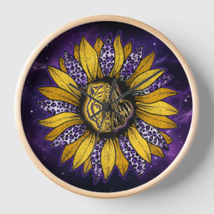 Louisiana tijger, zonnebloem Fleur-de-Lis wandklok
