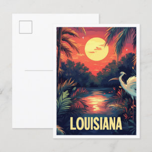 Louisiana USA Kunst Vintage Illustratie Reizen Briefkaart