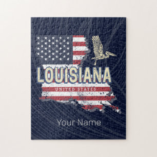 Louisiana Verenigde Staten Retro Kaart  Verenigde  Legpuzzel