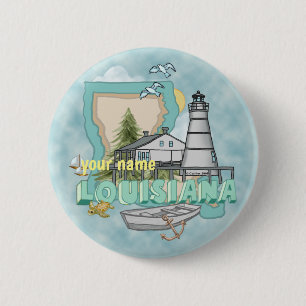 Louisiana Vuurtoren speld knop Ronde Button 5,7 Cm