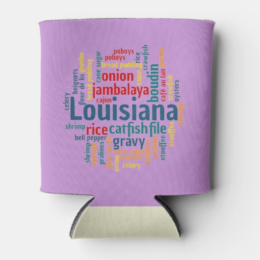 Louisiana Word Cloud Can Cozy Blikjeskoeler (Voorkant)