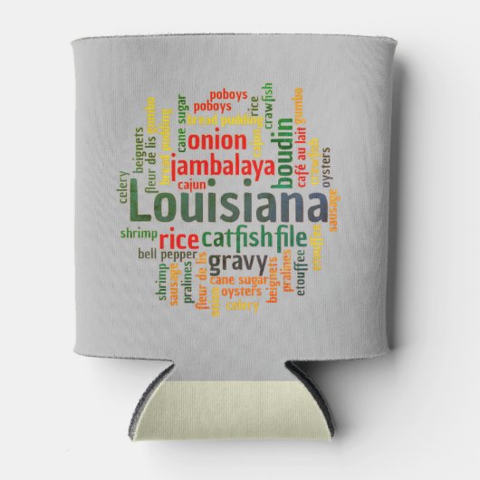 Louisiana Word Cloud Can Cozy Koelbox Blikjeskoeler (Voorkant)