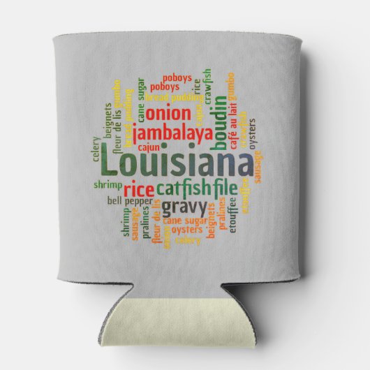 Louisiana Word Cloud Can Cozy Koelbox Blikjeskoeler (Achterkant)